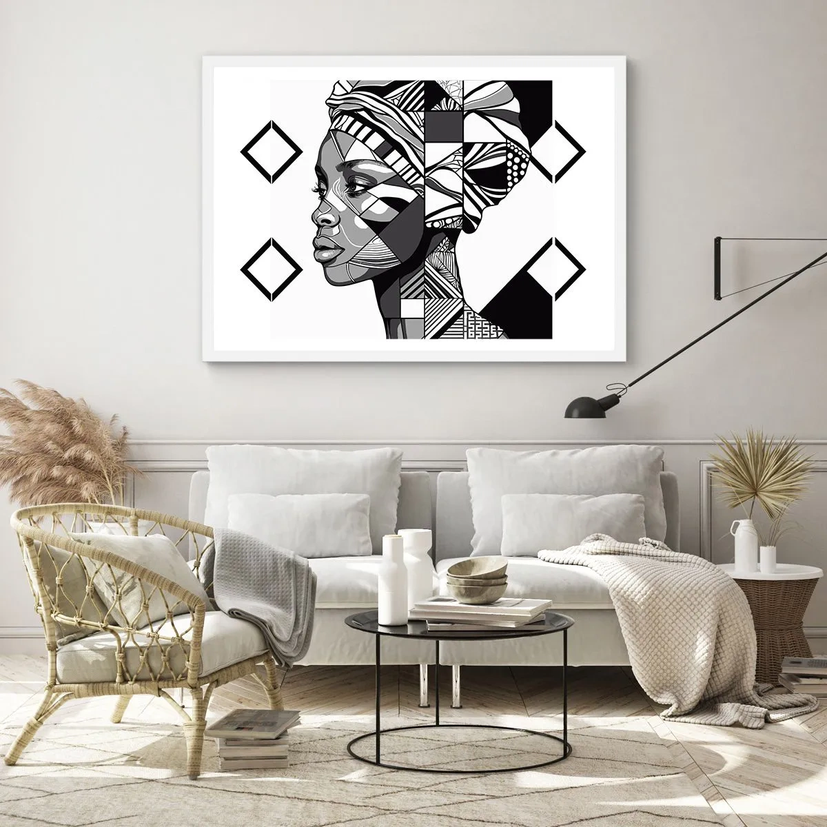 Poster in een witte lijst - Etnisch portret - 91x61 cm