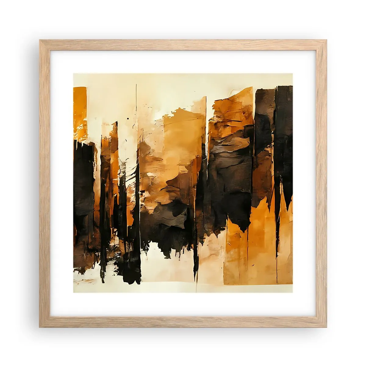 Een poster in een licht eiken lijst - Harmonie van zwart en goud - 40x40 cm