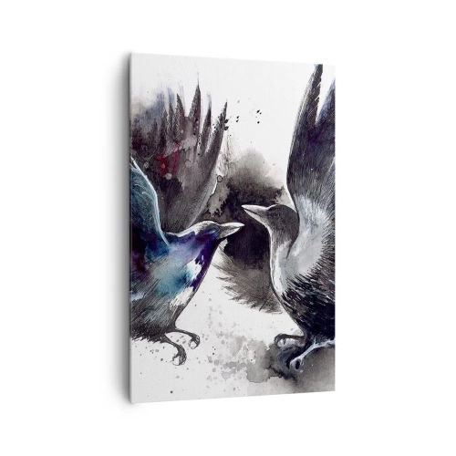 Schilderen op canvas - De ene kraai pikt de andere de ogen niet uit - 80x120 cm