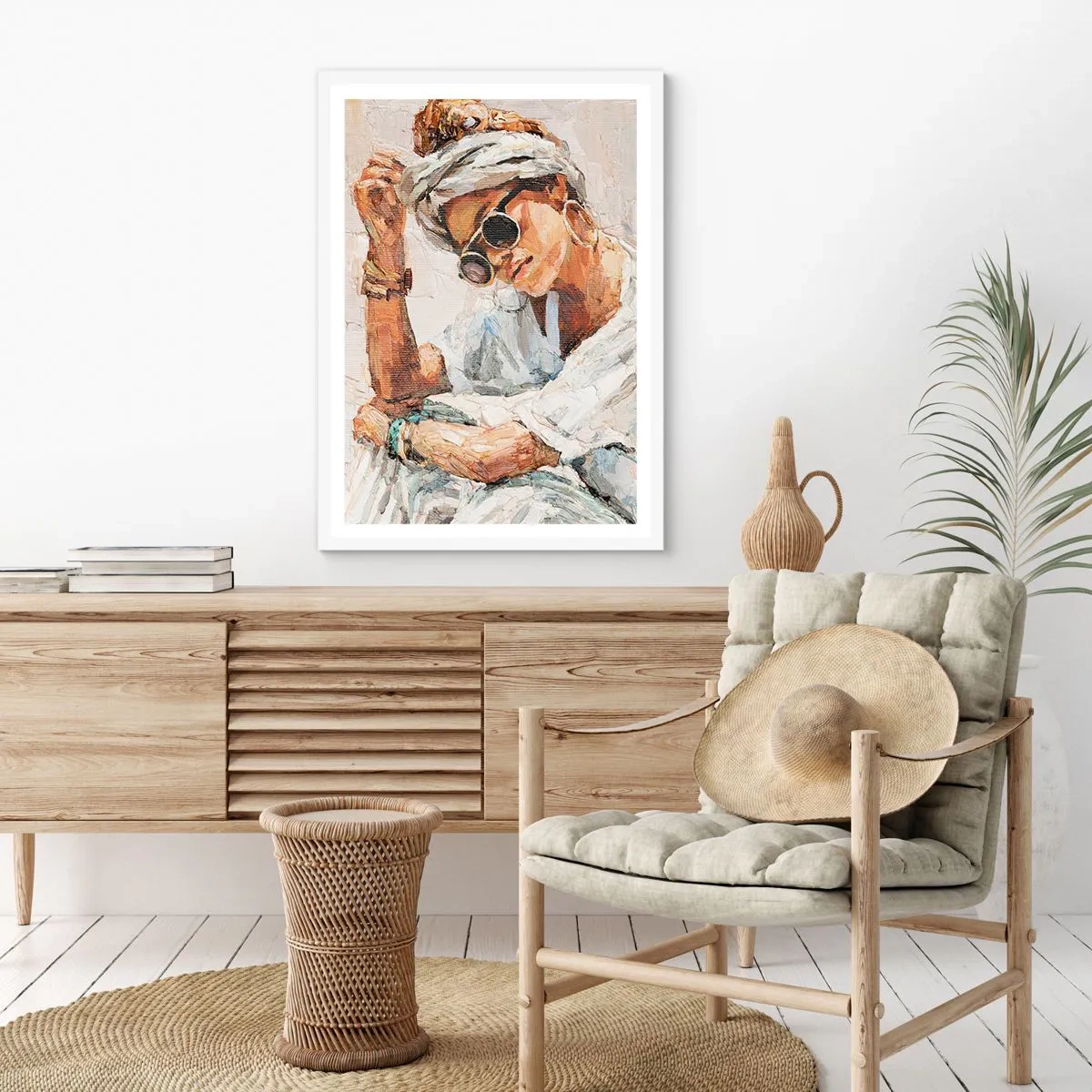 Poster in een witte lijst - Portret in de volle zon - 61x91 cm