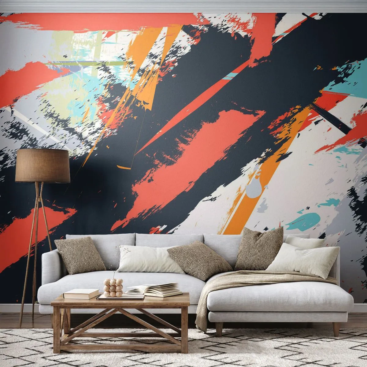 Fotobehang Standard Eco - Dynamische compositie - Abstractie, Graffiti, Deel - 400x280 cm