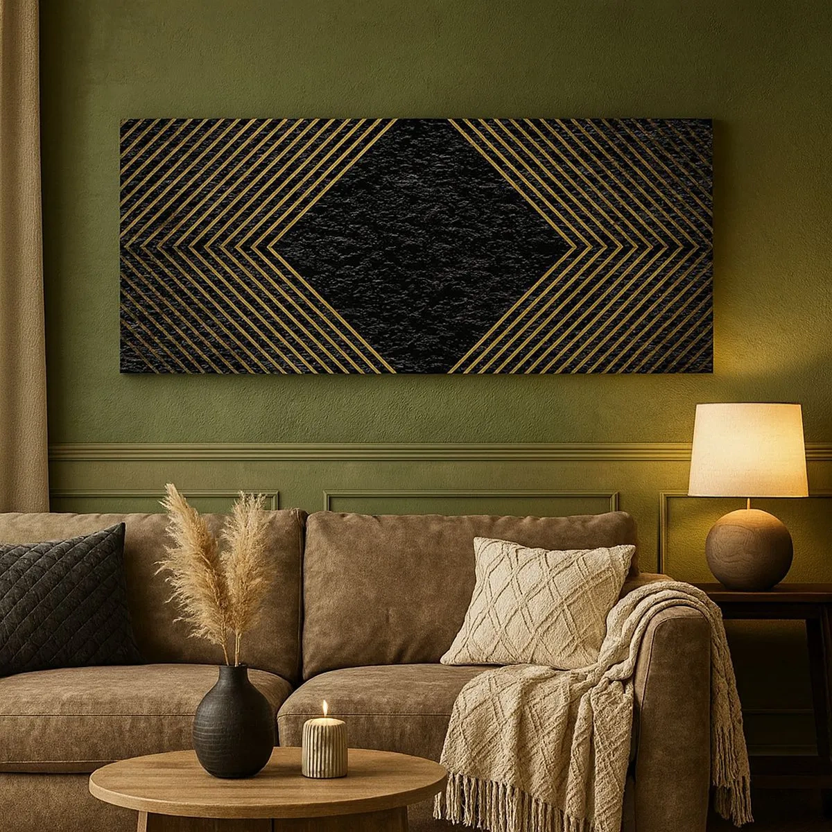Schilderen op canvas - Geometrie in glamoureuze stijl - 100x40 cm