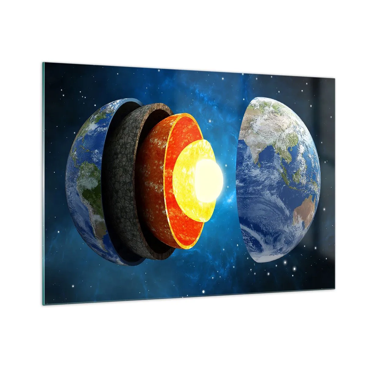 Schilderen op glas - Reis naar het binnenste van de aarde - 100x70 cm