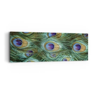 Schilderen op canvas - Een pauwenooglook - 90x30 cm