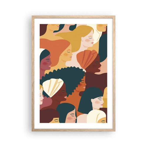 Een poster in een licht eiken lijst - Alleen vrouwelijkheid - 50x70 cm