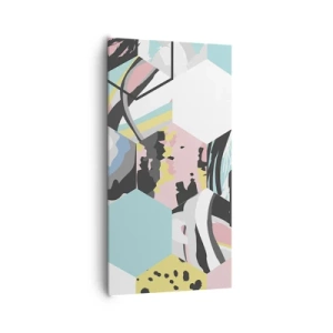 Schilderen op canvas - Zeshoeken en kubussen in zes kleuren - 65x120 cm