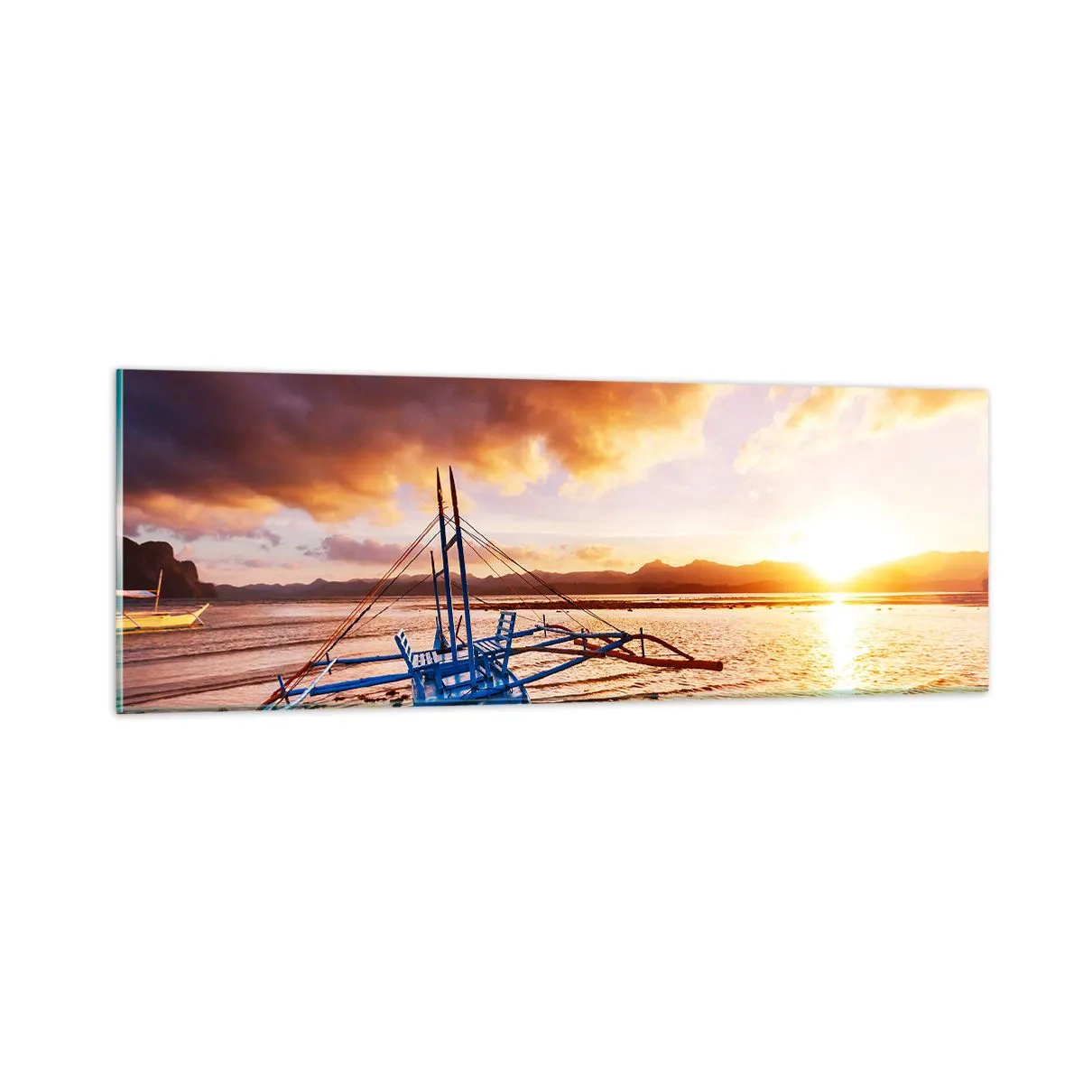 Schilderen op glas - Strek je uit op het zand na een hele dag - 90x30 cm