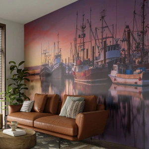 Fotobehang op maat Premium Sand - Voor de volgende dag - Vissershaven, Boten, Vissen