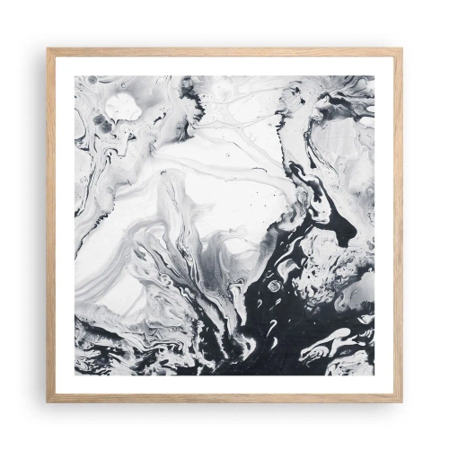 Een poster in een licht eiken lijst - Het binnenste van de aarde - 60x60 cm