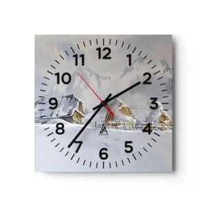 Wandklok - Klok - In een besneeuwde vallei - 40x40 cm