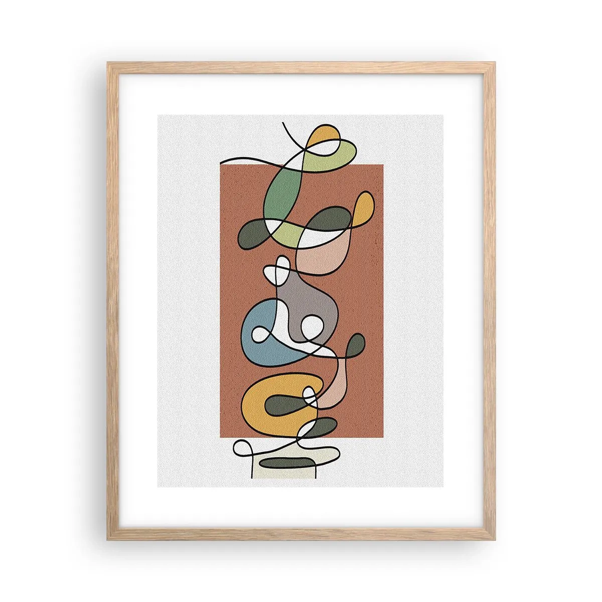 Een poster in een licht eiken lijst - Abstractie: kleurrijke dans - 40x50 cm