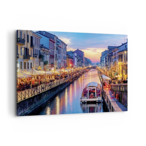 Schilderen op canvas - Een avond vol licht en plezier - 120x80 cm