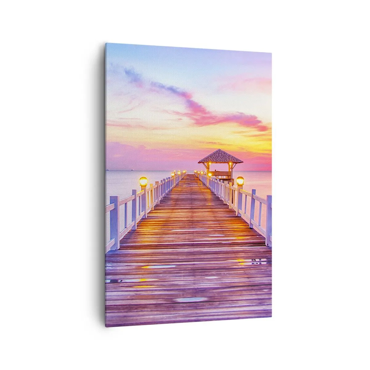 Schilderen op canvas - De lila-gouden stilte van de avond - 80x120 cm