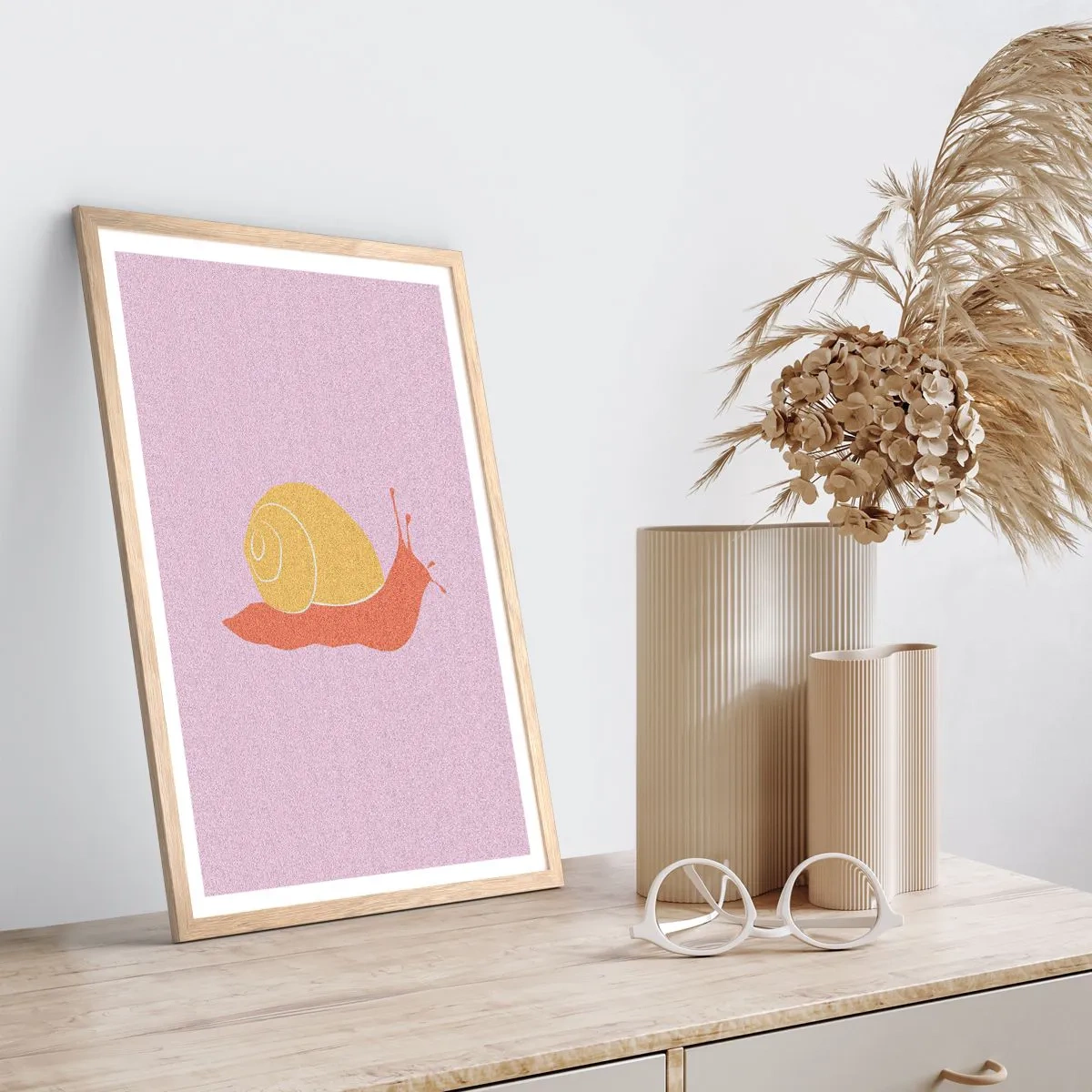 Een poster in een licht eiken lijst - Er is geen haast - 50x70 cm