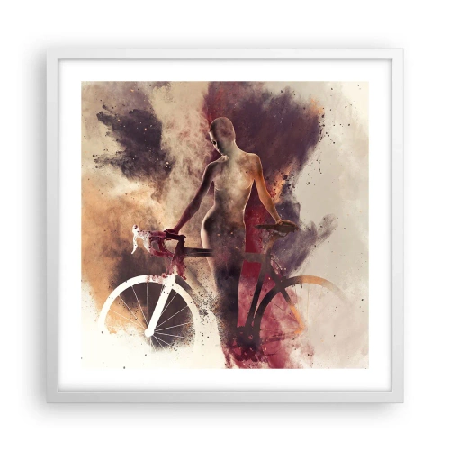 Poster in een witte lijst - Een fietsziel in marmeren vormen - 50x50 cm