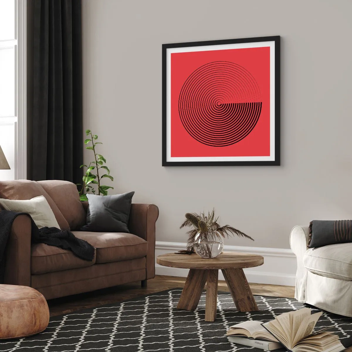 Poster in een zwarte lijst - Circulaire beweging - 30x30 cm