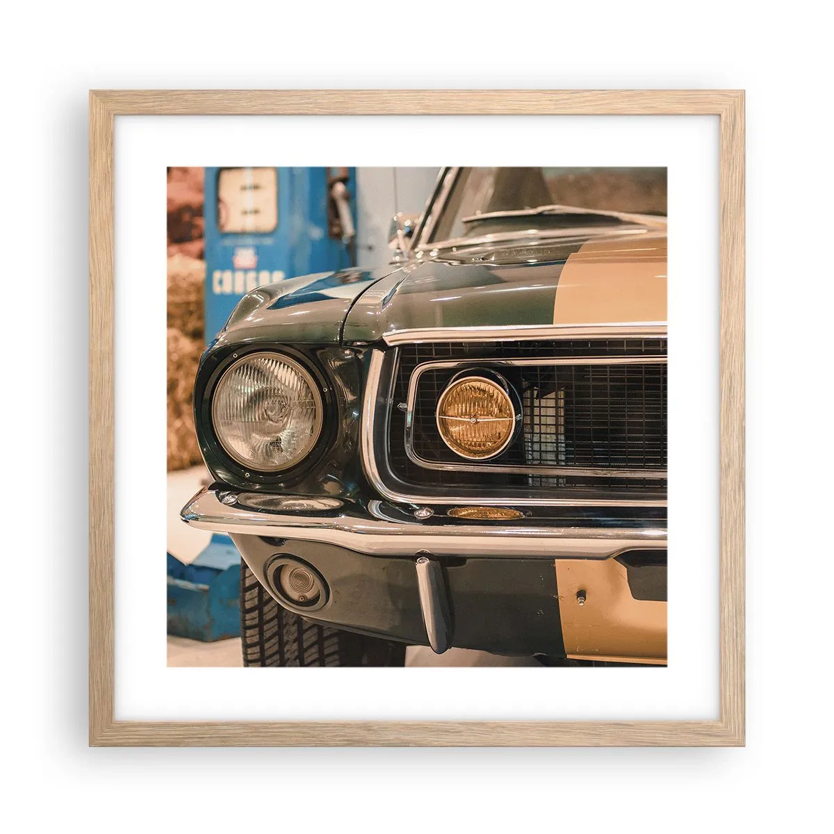 Een poster in een licht eiken lijst - Ontmoeting met een legende - 40x40 cm