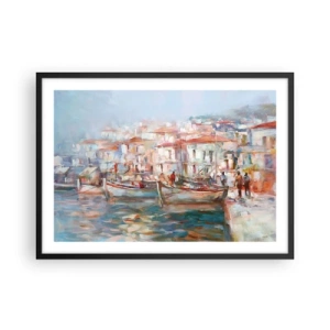 Poster in een zwarte lijst - Pastel vakantie - 70x50 cm