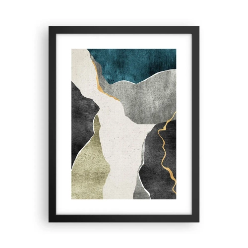 Poster in een zwarte lijst - Mozaïekcompositie met gouddraad - 30x40 cm