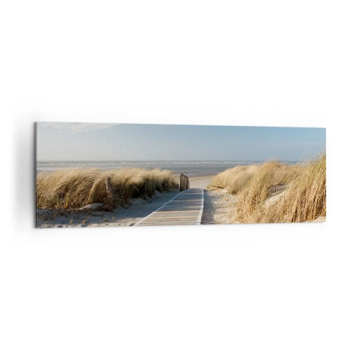 Schilderen op canvas - Achter het duin, in het ruisen van gras - 160x50 cm