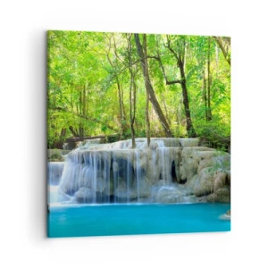 Schilderen op canvas - Verdrinken in turkoois en groen - 50x50 cm