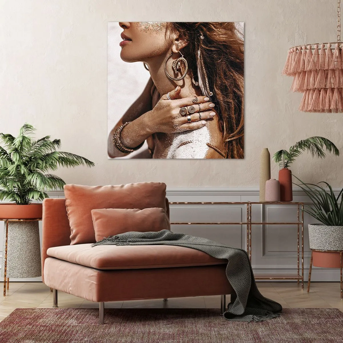 Schilderen op canvas - Koningin van het wilde strand - 70x70 cm