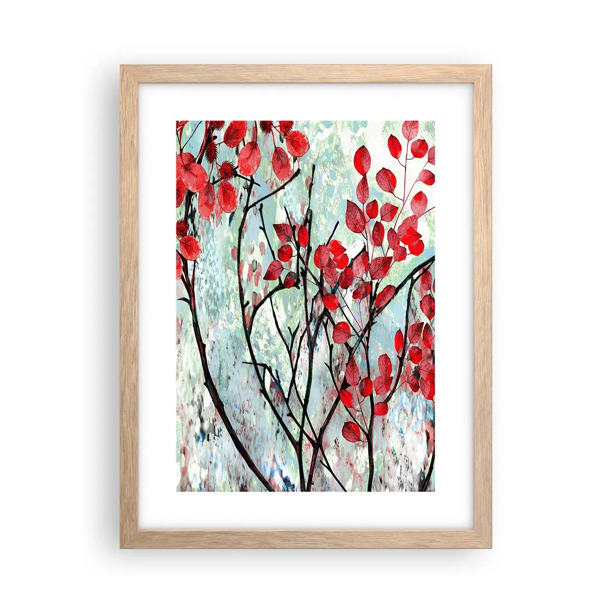 Een poster in een licht eiken lijst - Boom in scharlaken - 30x40 cm