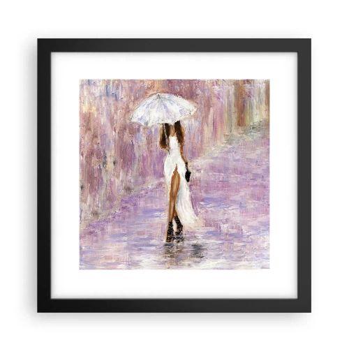 Poster in een zwarte lijst - In de lila regen - 30x30 cm
