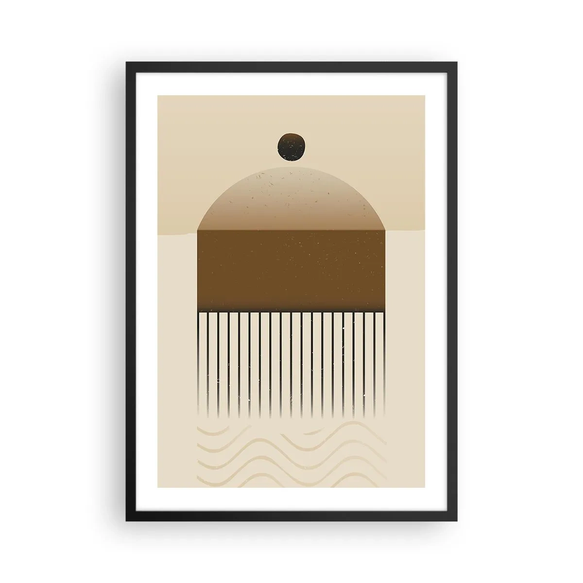 Poster in een zwarte lijst - Minimalistische abstractie in tinten bruin en beige - 50x70cm - verschillende staten - Moderne wanddecoratie voor woonkamer en slaapkamer ARTTOR
