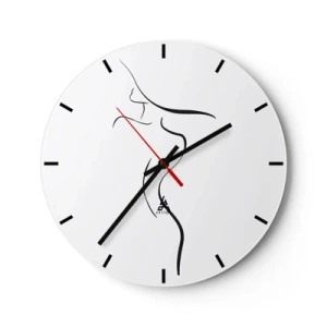 Wandklok - Klok - Minimalistische omtrek van een vrouwelijk lichaam op een witte achtergrond - 30x30cm - Ongrijpbaar als een golf - Moderne wanddecoratie voor woonkamer, keuken en slaapkamer ARTTOR