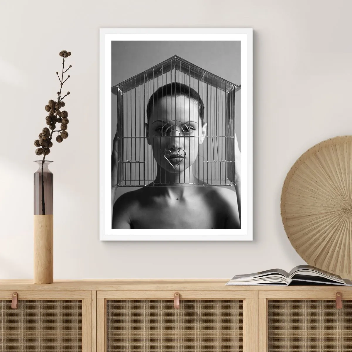 Poster in een witte lijst - Een ietwat surrealistisch portret - 70x100 cm