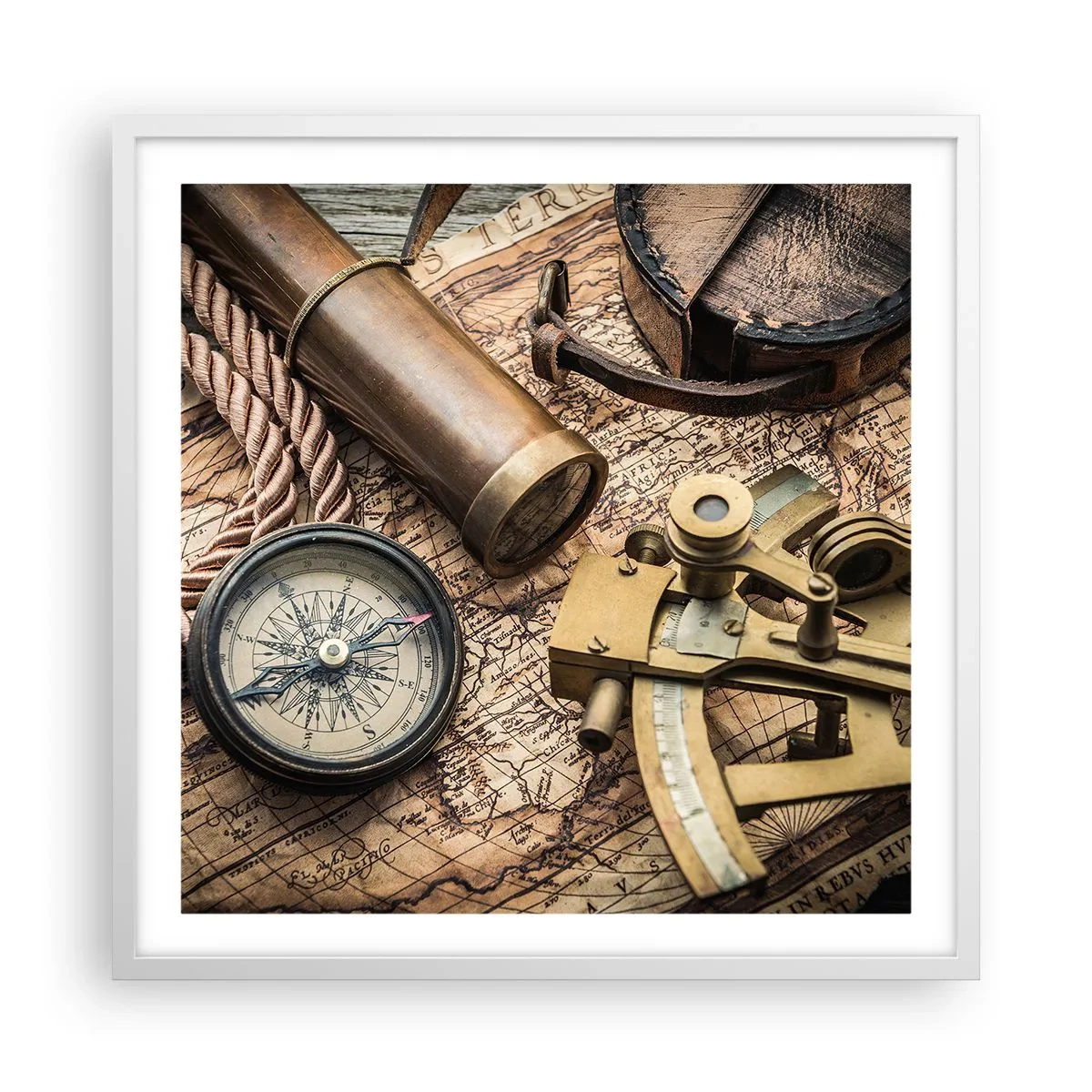 Poster in een witte lijst - Zet koers - 60x60 cm