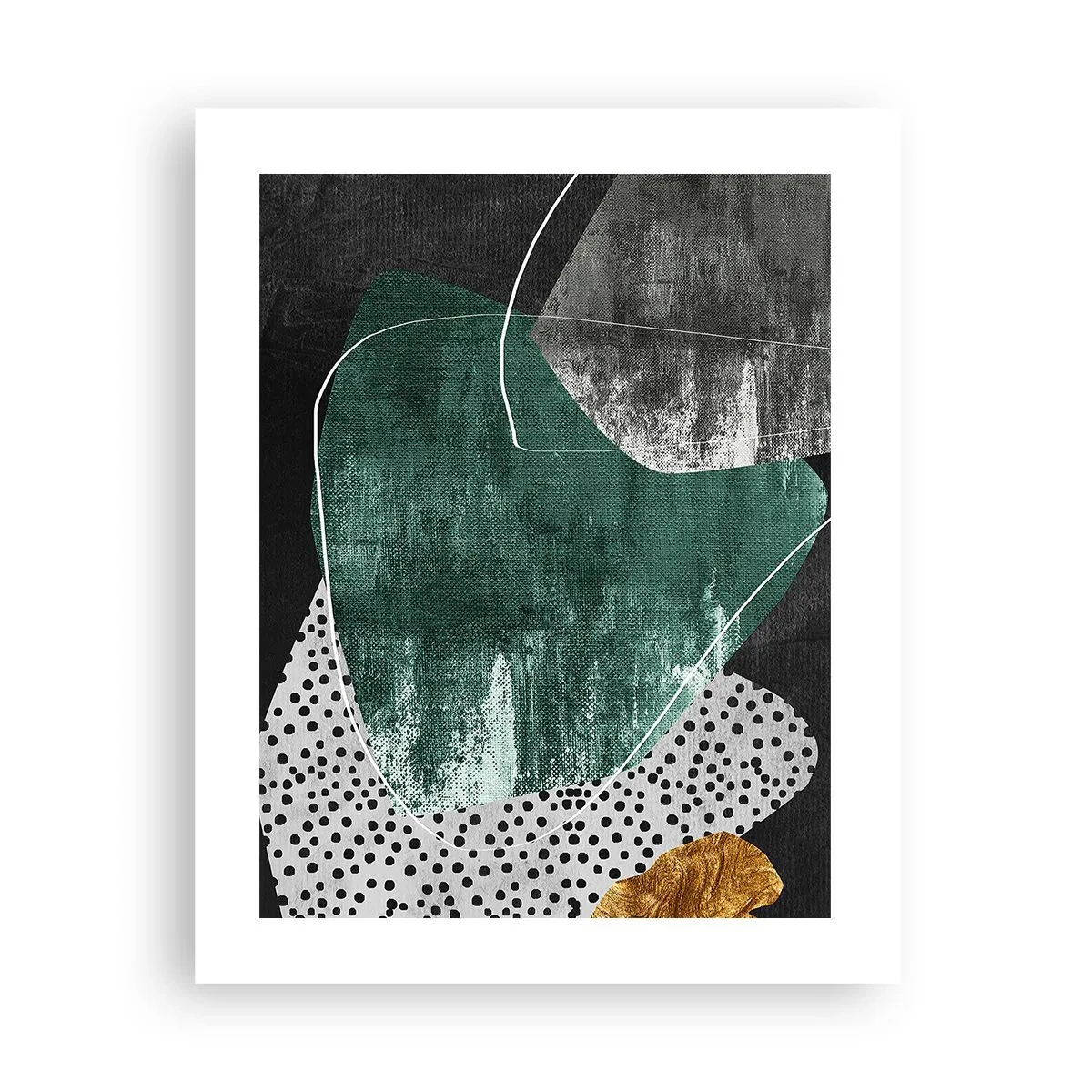 Poster - Kleurrijke abstractie met bladgoud - 40x50 cm