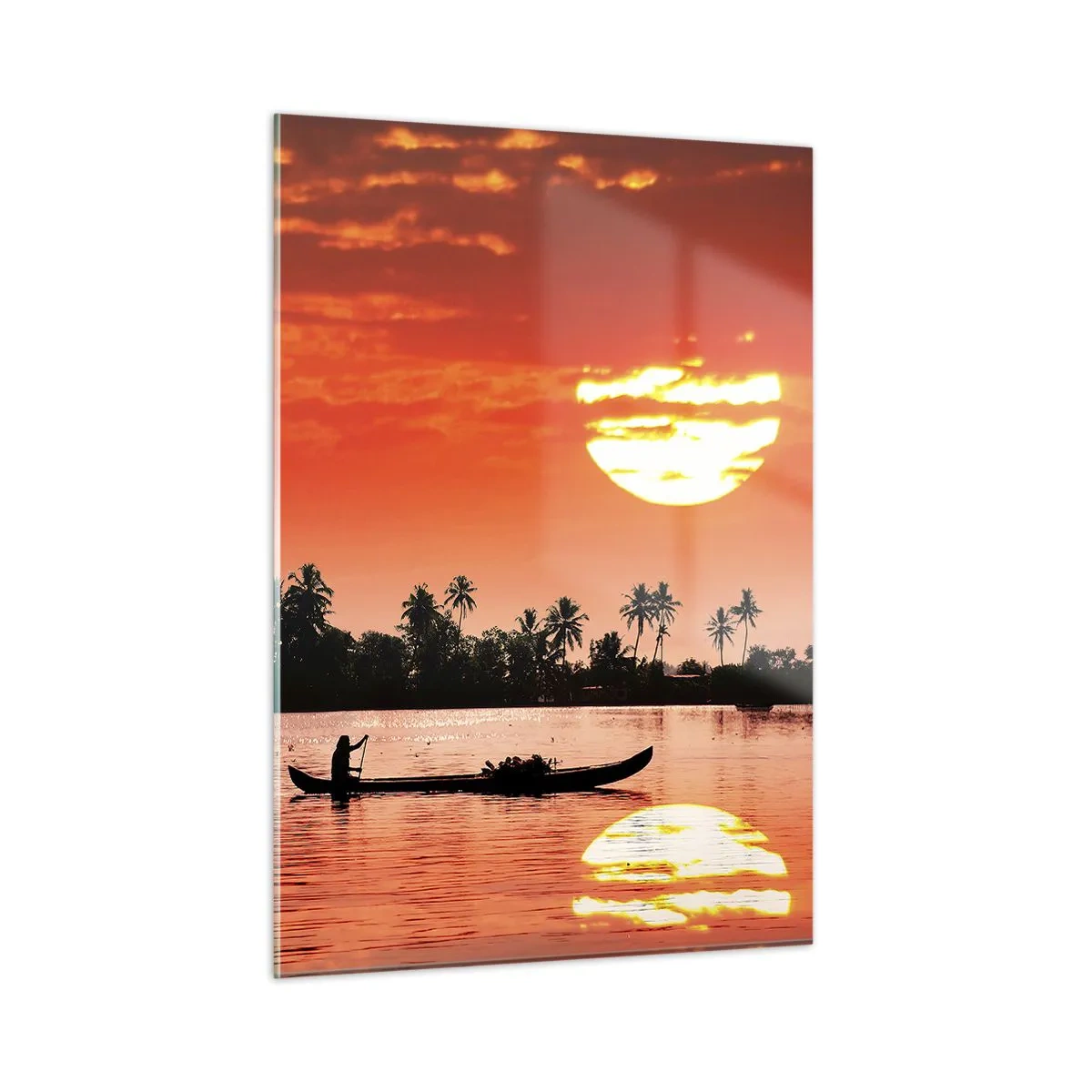 Schilderen op glas - De rust van de tropen bij zonsondergang - 50x70 cm