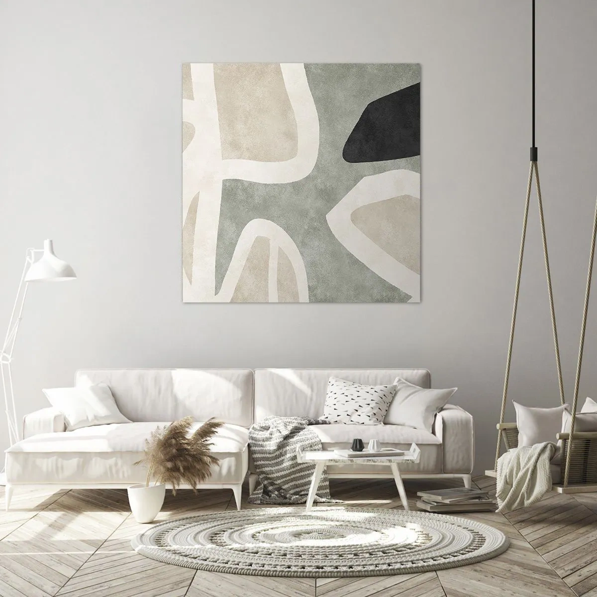 Schilderen op canvas - Compositie met een zwart motief - 60x60 cm