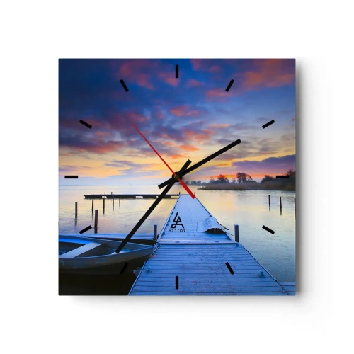 Wandklok - Klok - Violet-gouden kalmte - 40x40 cm