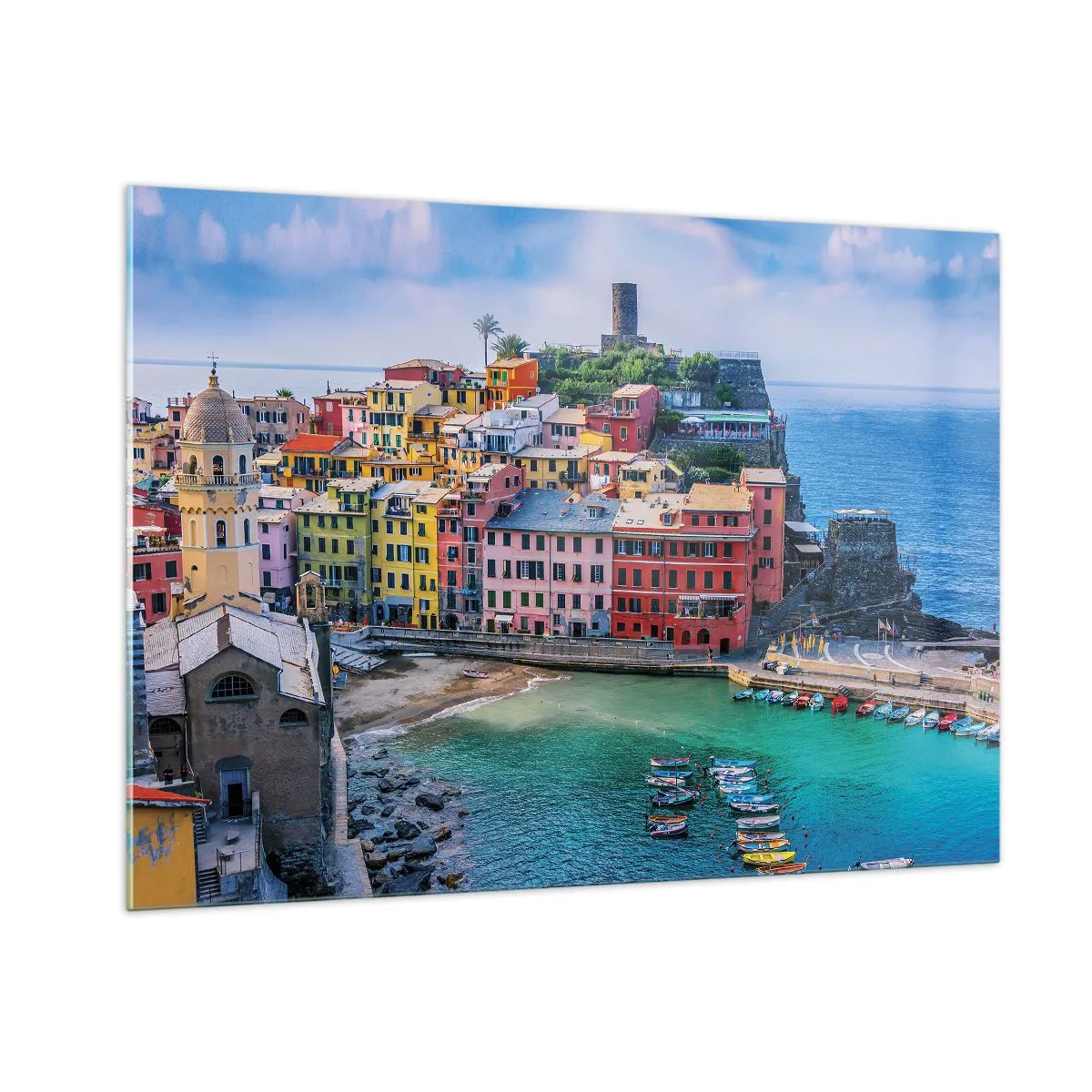 Schilderen op glas - Mediterrane magische stad - 100x70 cm