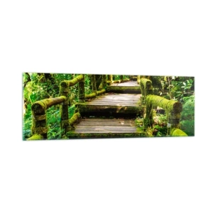 Schilderen op glas - Door de gang van groen - 90x30 cm