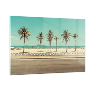 Schilderen op glas - Op wacht op het strand - 120x80 cm