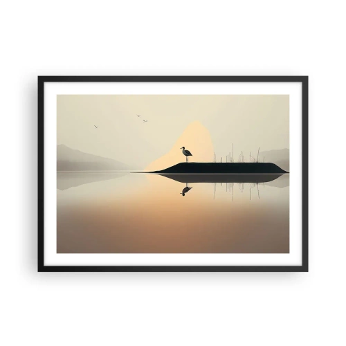 Poster in een zwarte lijst - Heer op het meer - 70x50 cm