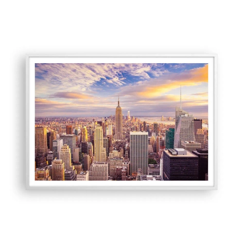 Poster in een witte lijst - Reik alleen naar de wolken - 100x70 cm