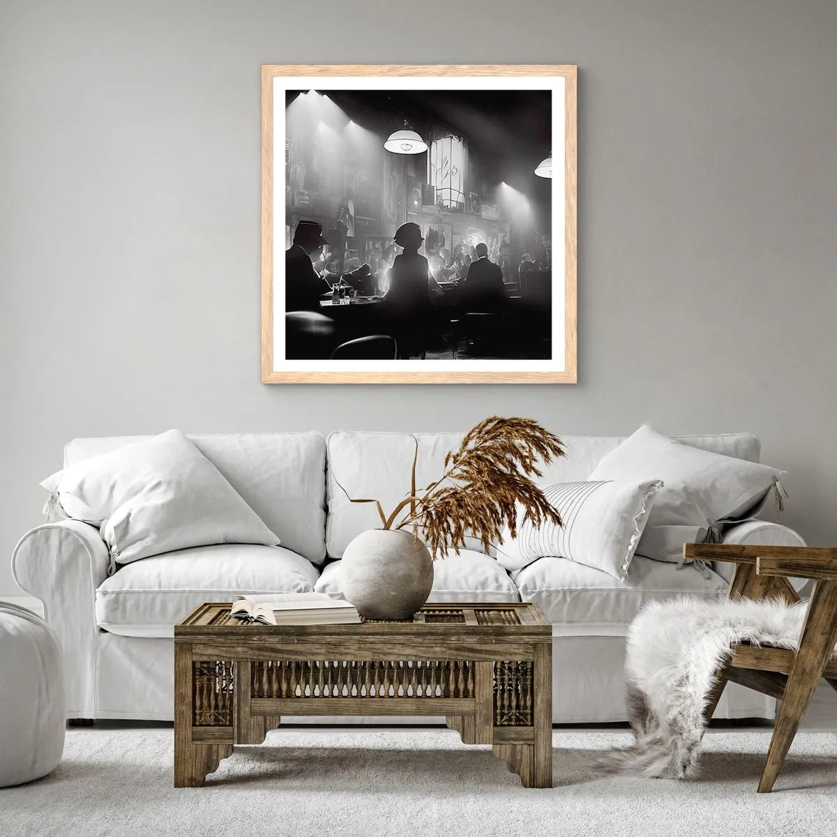 Een poster in een licht eiken lijst - In jazz-sfeer - 30x30 cm