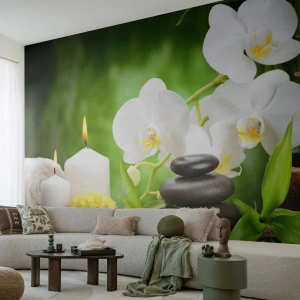 Fotobehang Standard Eco - Geurige, bloemige, delicate aanraking - Bloemen, Orchidee, Orchidee - 500x350 cm