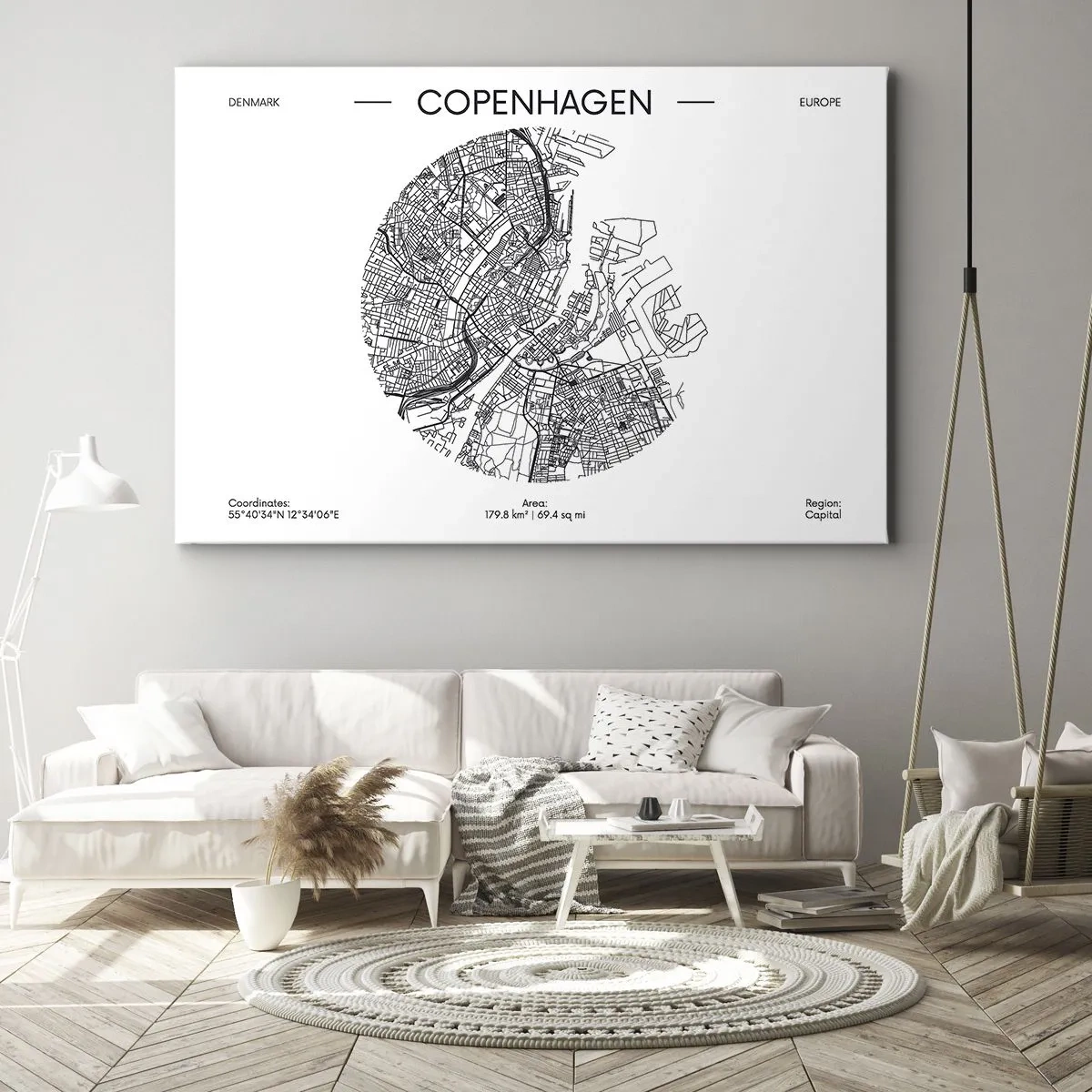 Schilderen op canvas - Anatomie van Kopenhagen - 120x80 cm
