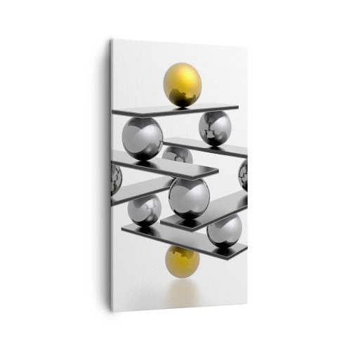 Schilderen op canvas - Goud-zilver balans - 45x80 cm