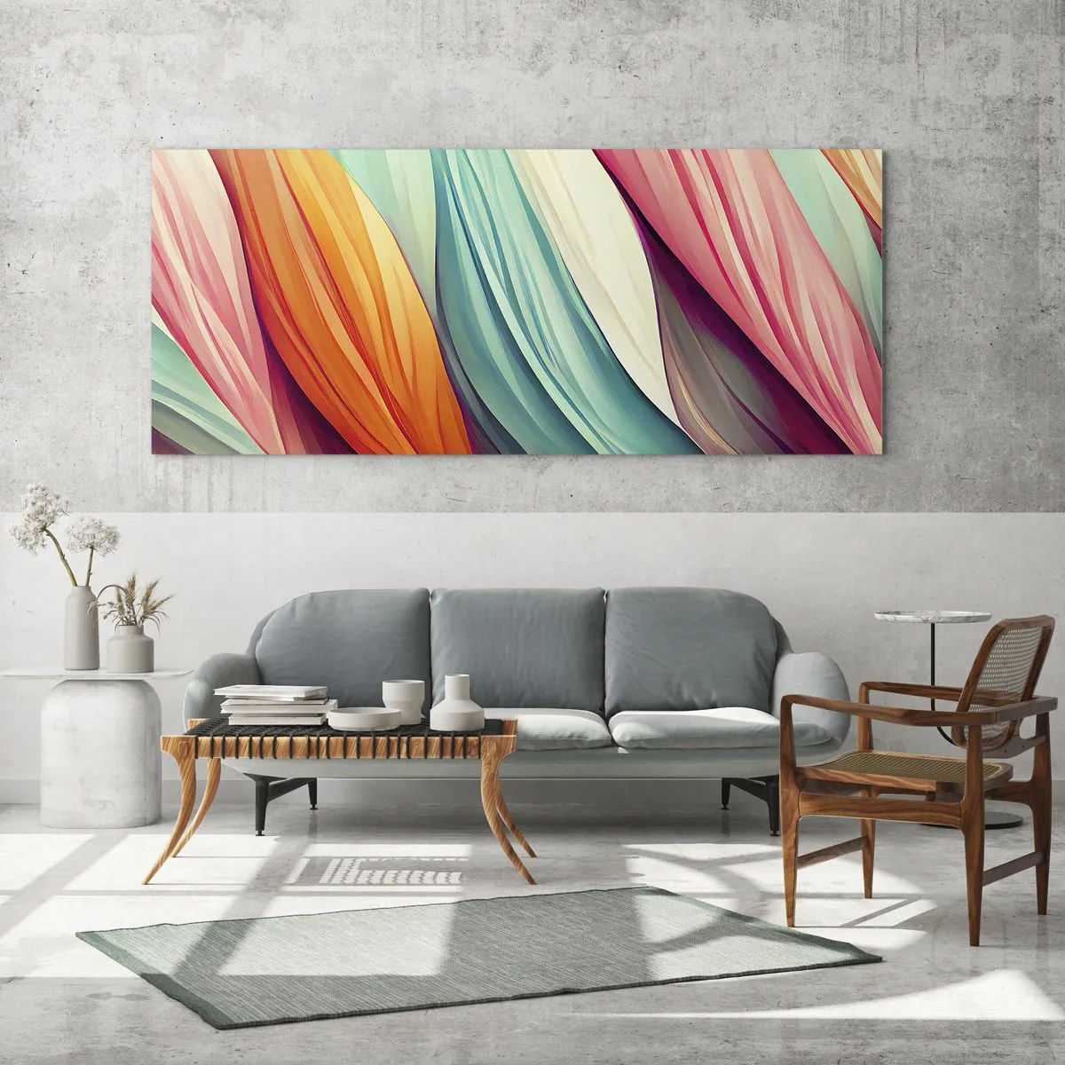 Schilderen op glas - Regenboog geweven - 160x50 cm