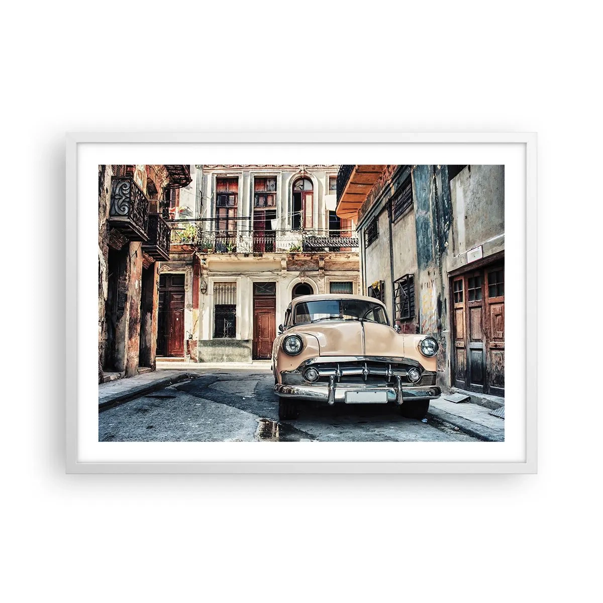 Poster in een witte lijst - De siësta in Havana - 70x50 cm