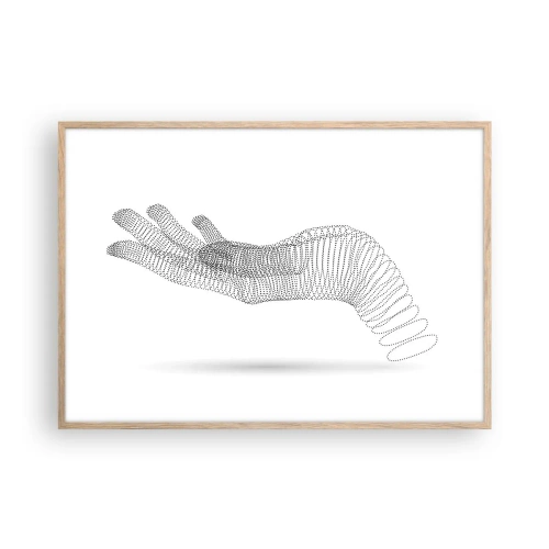 Een poster in een licht eiken lijst - Veerkrachtige hand - 100x70 cm
