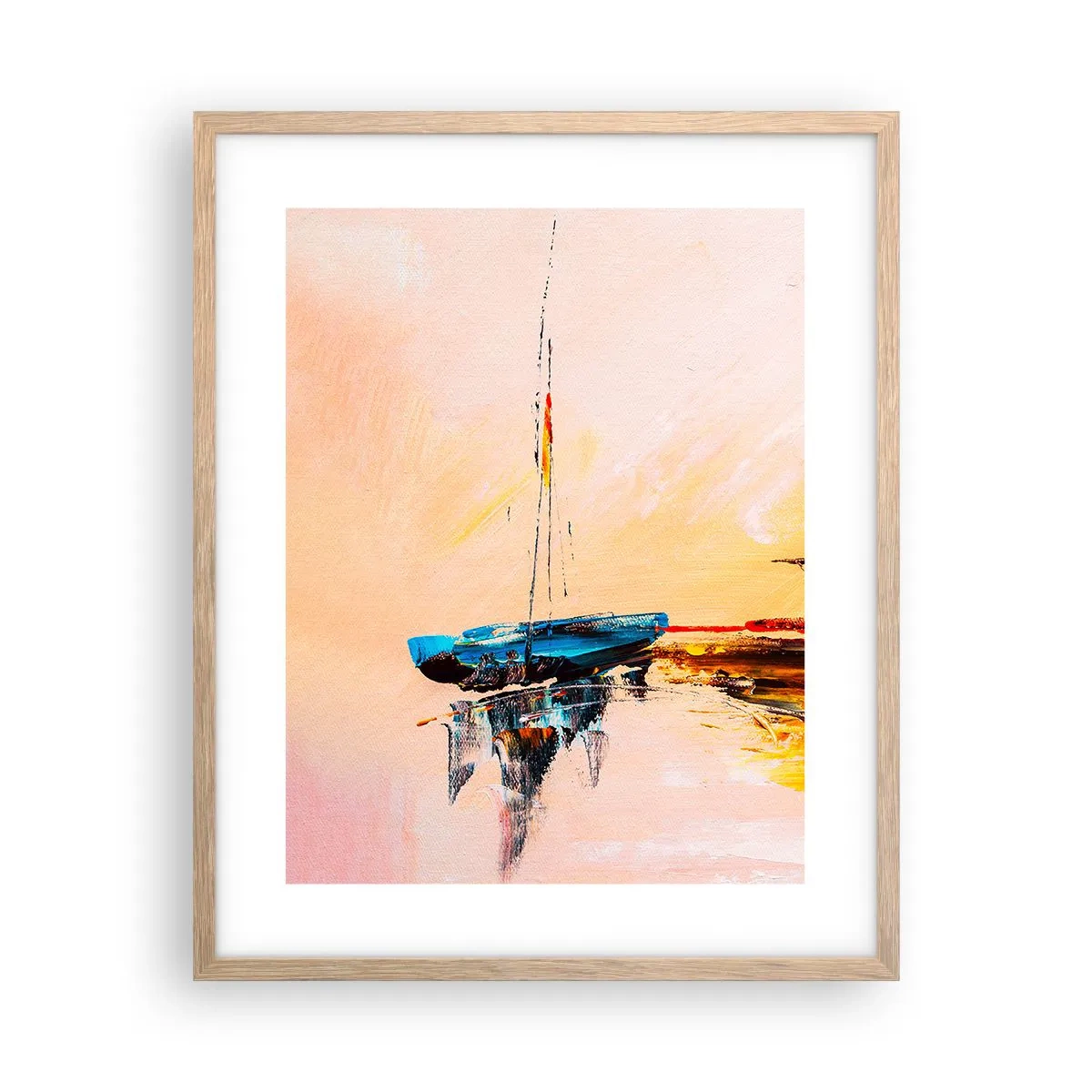 Een poster in een licht eiken lijst - Avond in de jachthaven - 40x50 cm