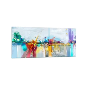 Schilderen op glas - Brug van vreugde bij de rivier van het leven - 120x50 cm